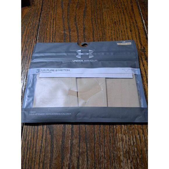 New Three Pair Large Under Armor Tan Nude Thong Pure Stretch Panties Underwear - Picture 1 of 5